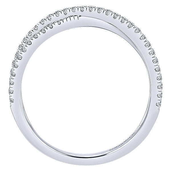 DIAMOND JEWELRY - 14K White Gold Diamond Crossed X Style Stackable Ring