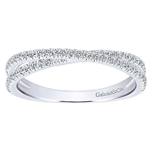 DIAMOND JEWELRY - 14K White Gold Diamond Crossed X Style Stackable Ring