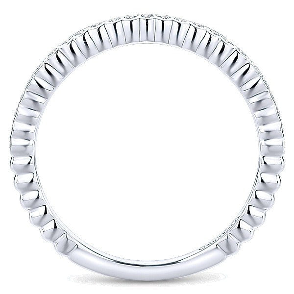 DIAMOND JEWELRY - 14K White Gold Diamond Stackable Ring With Half Bezel Design