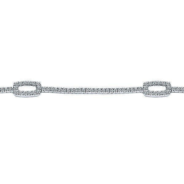 DIAMOND JEWELRY - 14K White Gold Diamond Tennis Bracelet With Open Rectangle Stations