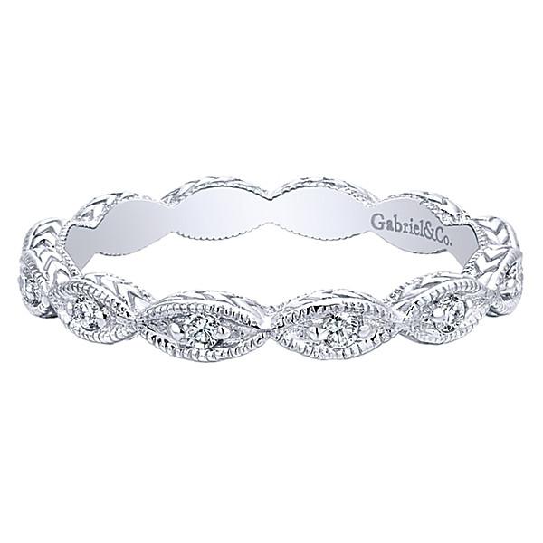 DIAMOND JEWELRY - 14K White Gold Marquise Shaped Stackable Diamond Ring