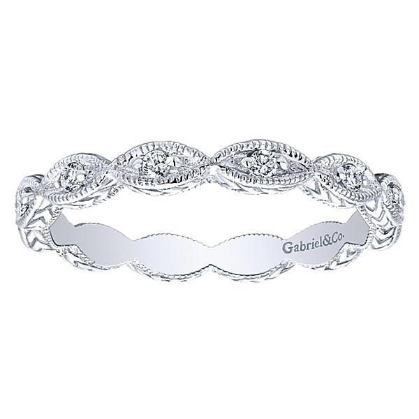 DIAMOND JEWELRY - 14K White Gold Marquise Shaped Stackable Diamond Ring