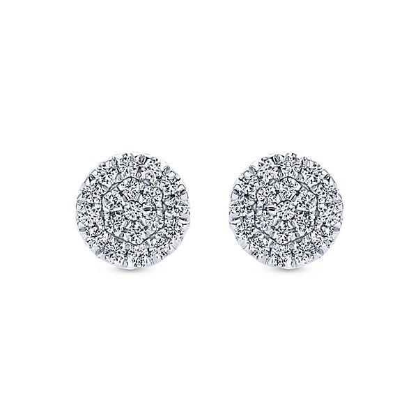 Petite Diamond Halo Post Earrings | Halo Diamond Earrings | Liven White Gold
