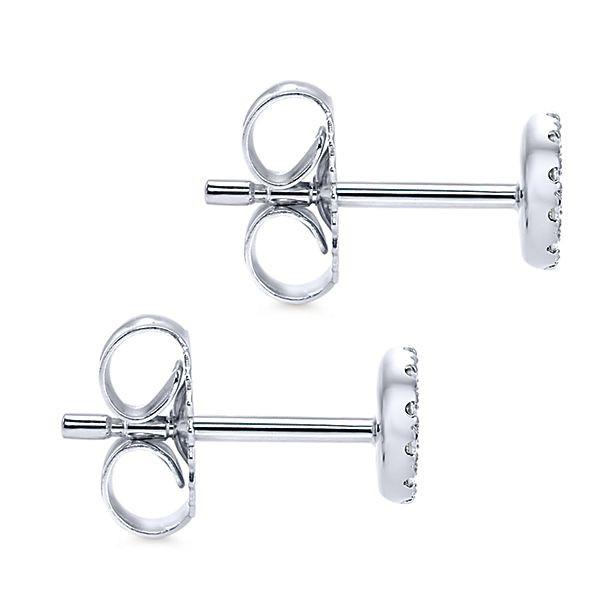 DIAMOND JEWELRY - 14K White Gold Pave Diamond Circle Cluster Stud Earrings