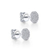 DIAMOND JEWELRY - 14K White Gold Pave Diamond Cluster Octagon Shaped Stud Earrings