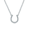 DIAMOND JEWELRY - 14K White Gold Pave Diamond Horseshoe Necklace