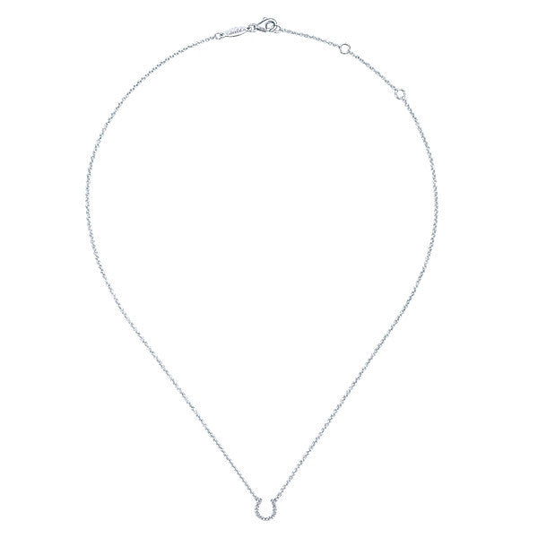 DIAMOND JEWELRY - 14K White Gold Pave Diamond Horseshoe Necklace
