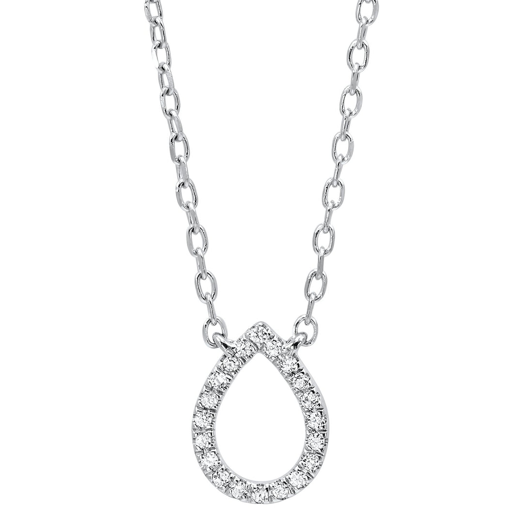 DIAMOND JEWELRY - 14K White Gold Pear Shaped Diamond Necklace