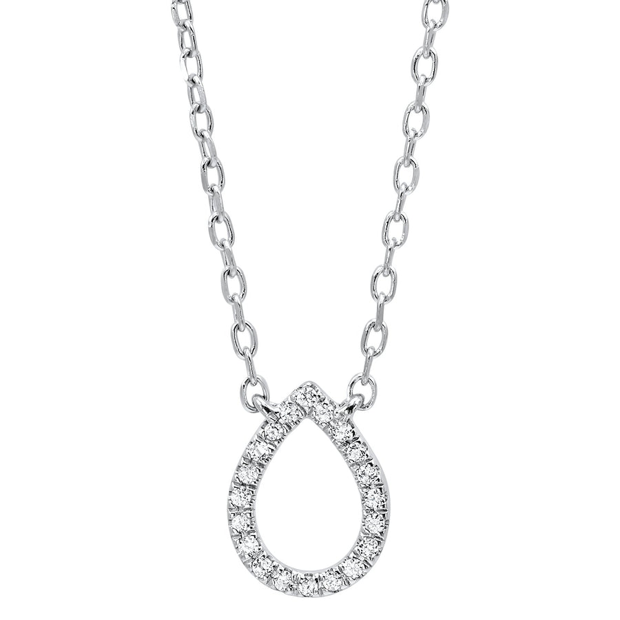 DIAMOND JEWELRY - 14K White Gold Pear Shaped Diamond Necklace