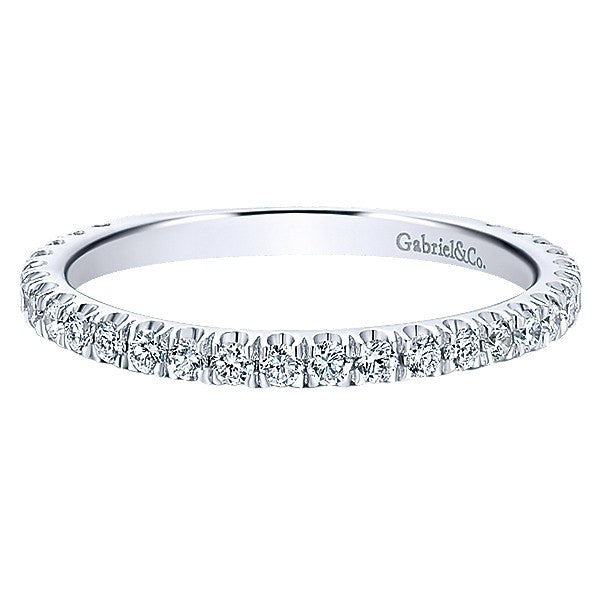 DIAMOND JEWELRY - 14K White Gold Round Diamond Pave Stackable Birthstone Ring