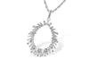 Scattered Oval Baguette Diamond Necklace 14K White Gold