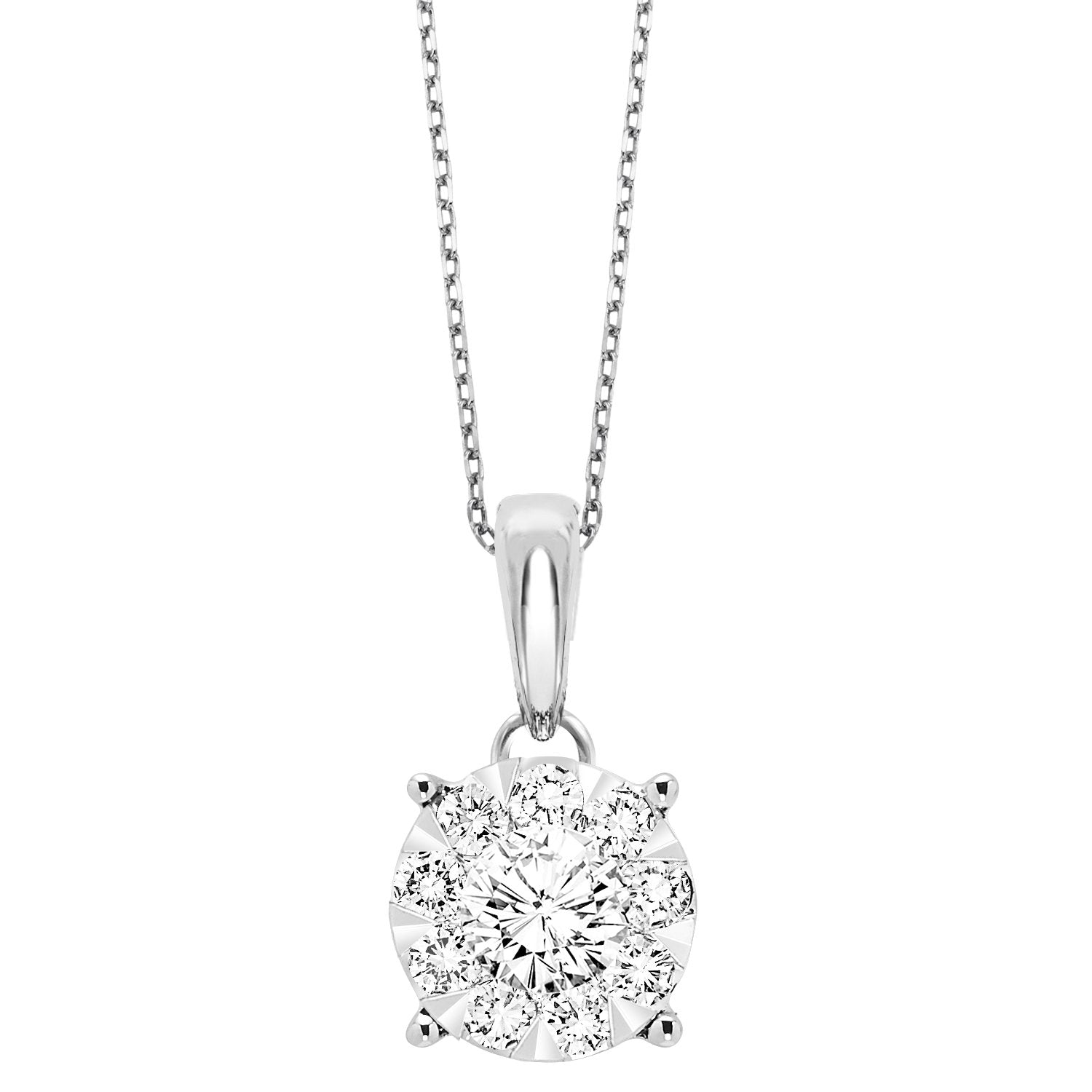 Diamond Heart Necklace 2 ct tw Round/Baguette 14K White Gold