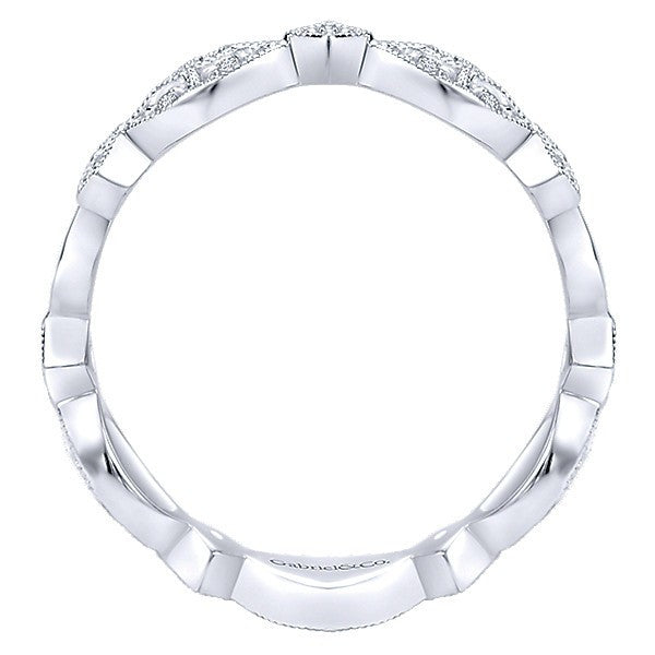 DIAMOND JEWELRY - 14K White Gold Vintage Style Diamond Stackable Ring