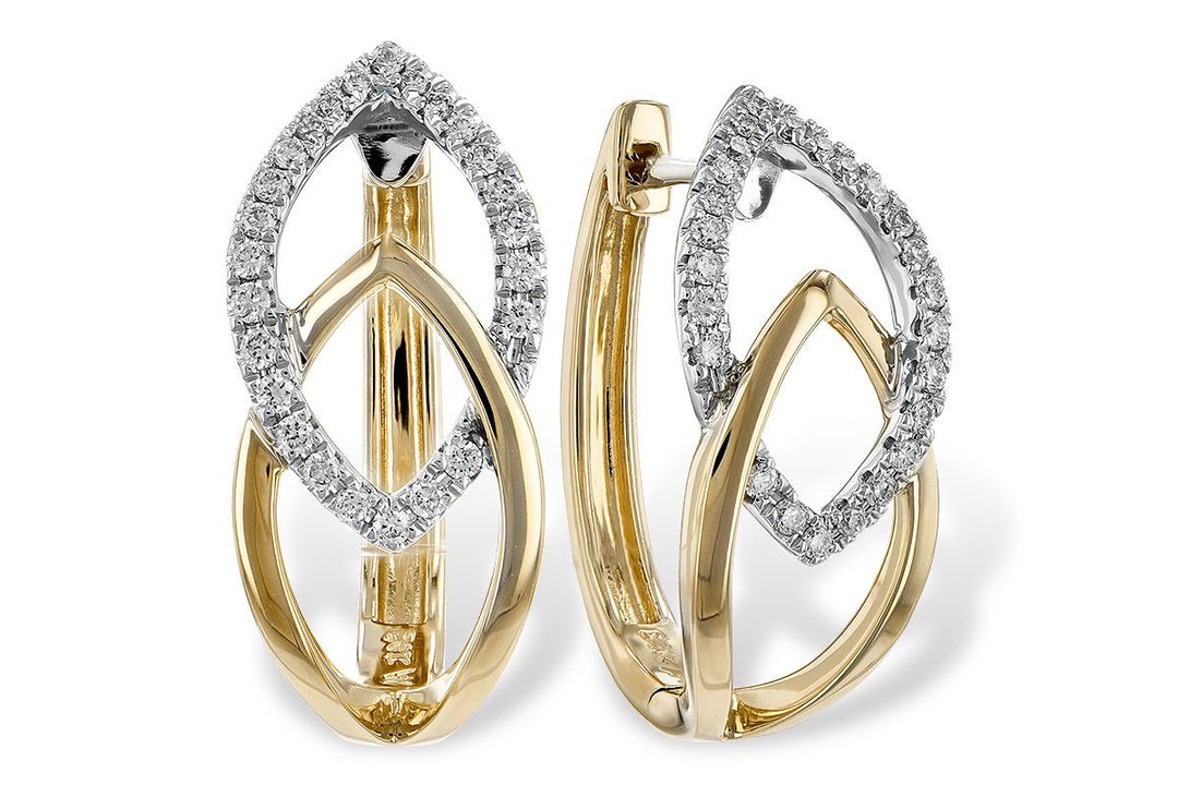 DIAMOND JEWELRY - 14K Yellow And White Gold 1/4cttw Apex Interlocking Hoop Earrings