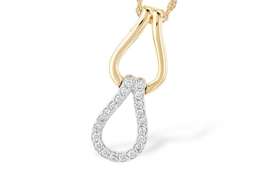 DIAMOND JEWELRY - 14K Yellow And White Gold .18cttw Interlocking Diamond Necklace
