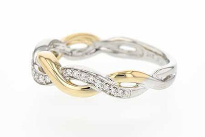 DIAMOND JEWELRY - 14K Yellow And White Gold Diamond Crossover Infinity Style Ring
