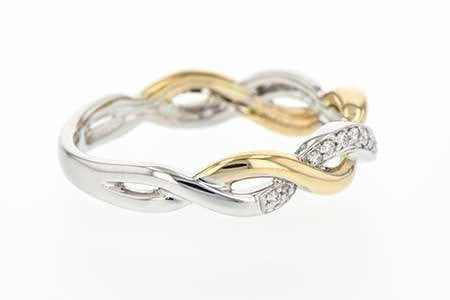 DIAMOND JEWELRY - 14K Yellow And White Gold Diamond Crossover Infinity Style Ring