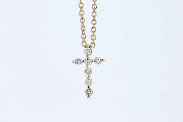 DIAMOND JEWELRY - 14K Yellow Gold .09cttw Diamond Cross Necklace