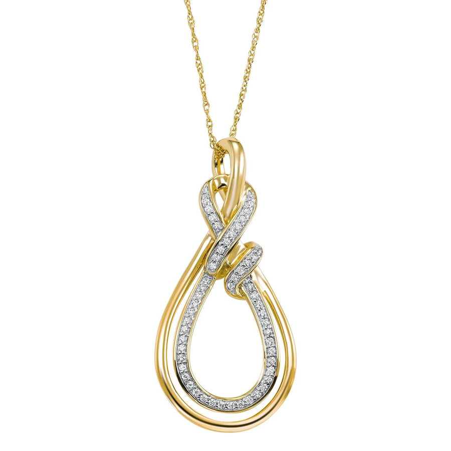 DIAMOND JEWELRY - 14K Yellow Gold 1/10cttw Loves Crossing Diamond Necklace
