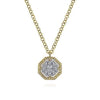 DIAMOND JEWELRY - 14K Yellow Gold 1/10cttw Octagonal Diamond Cluster Halo Necklace