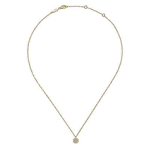 DIAMOND JEWELRY - 14K Yellow Gold 1/10cttw Octagonal Diamond Cluster Halo Necklace