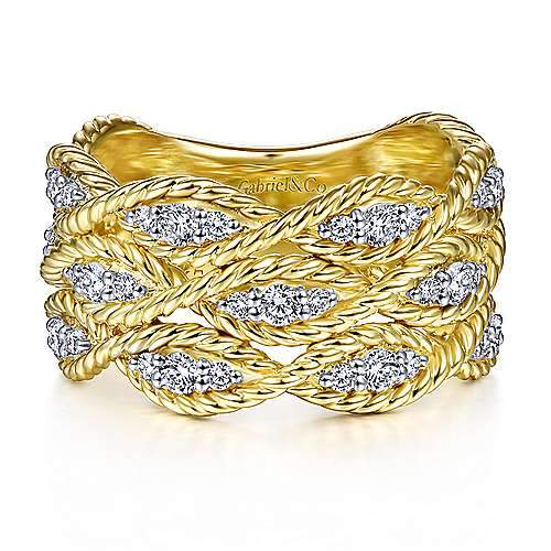 DIAMOND JEWELRY - 14K Yellow Gold 1/2cttw Woven Diamond Band