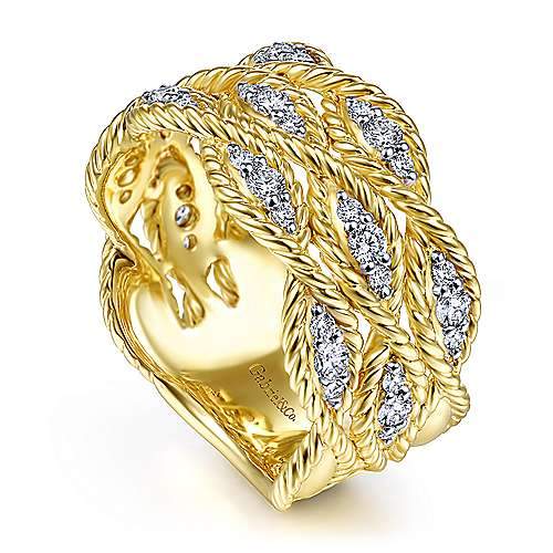 DIAMOND JEWELRY - 14K Yellow Gold 1/2cttw Woven Diamond Band