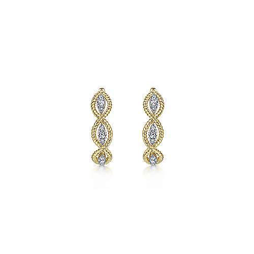 DIAMOND JEWELRY - 14K Yellow Gold 1/3cttw Woven Diamond Hoop Earrings