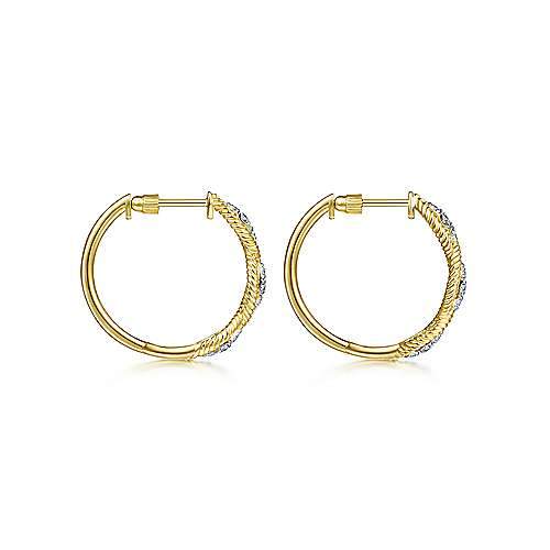 DIAMOND JEWELRY - 14K Yellow Gold 1/3cttw Woven Diamond Hoop Earrings