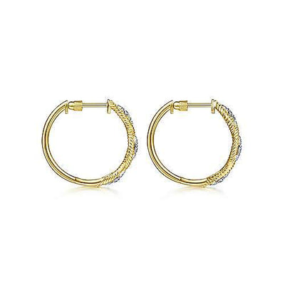 DIAMOND JEWELRY - 14K Yellow Gold 1/3cttw Woven Diamond Hoop Earrings