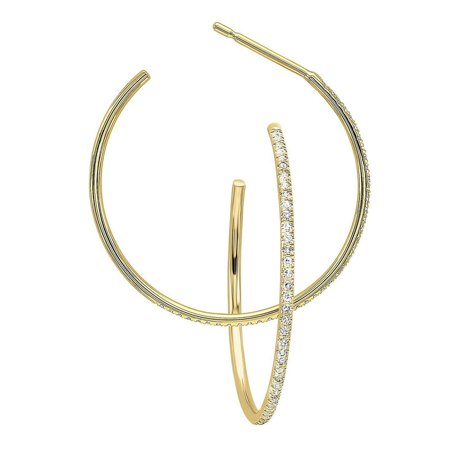 DIAMOND JEWELRY - 14K Yellow Gold 1/8cttw Pave Diamond Hoop Earrings