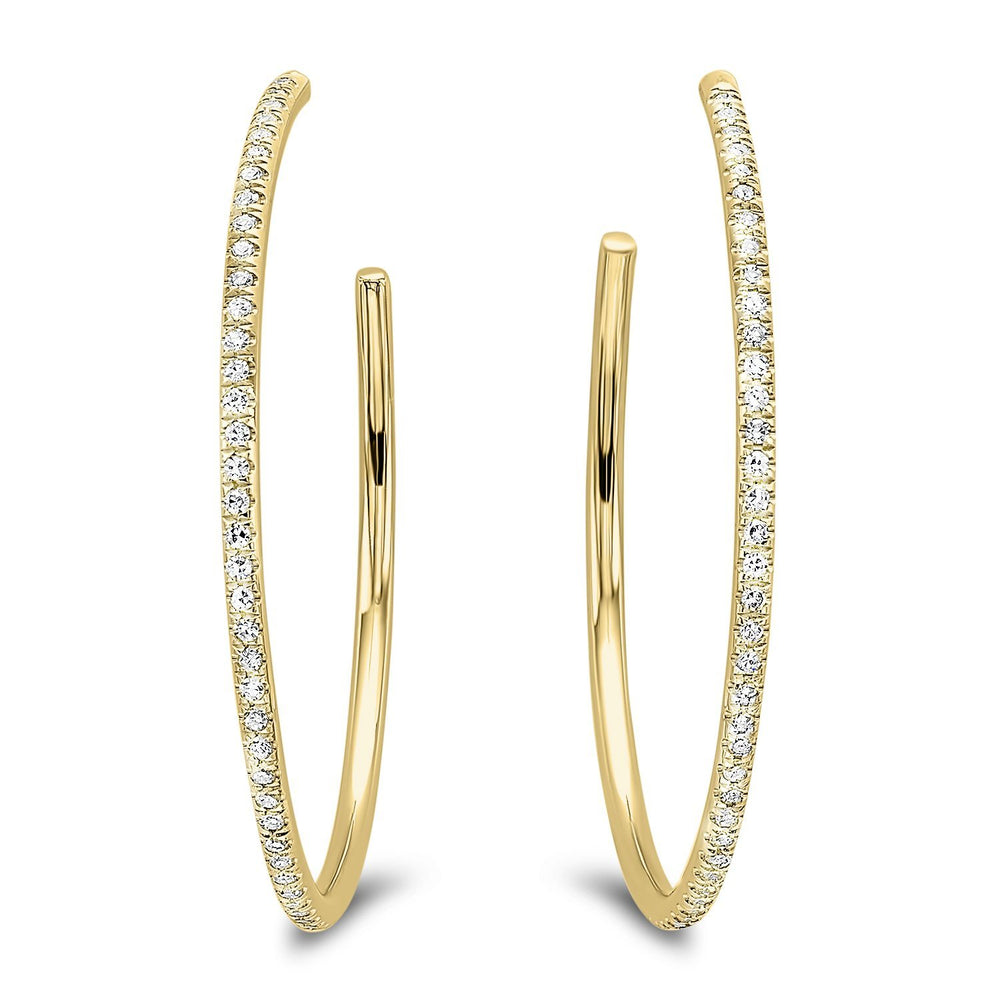 DIAMOND JEWELRY - 14K Yellow Gold 1/8cttw Pave Diamond Hoop Earrings