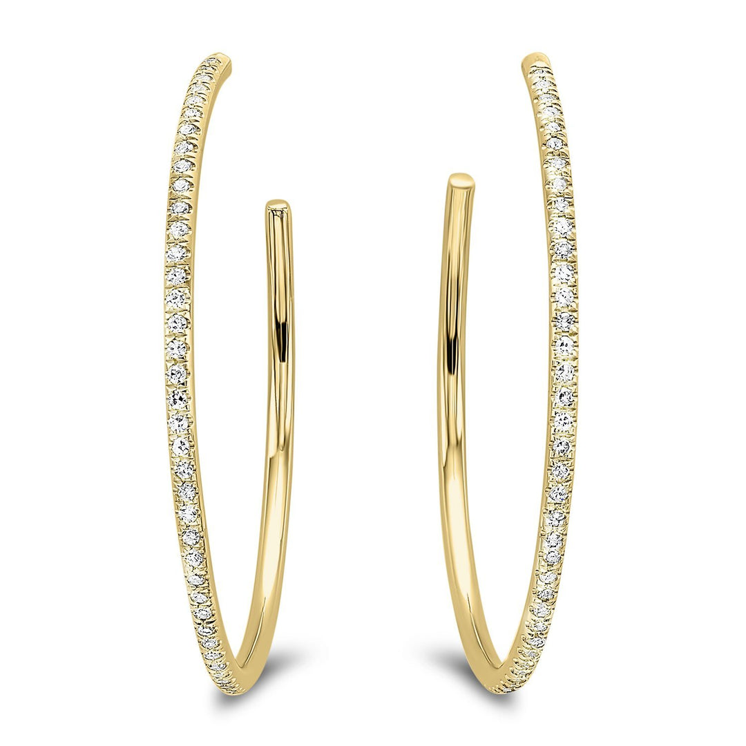 DIAMOND JEWELRY - 14K Yellow Gold 1/8cttw Pave Diamond Hoop Earrings