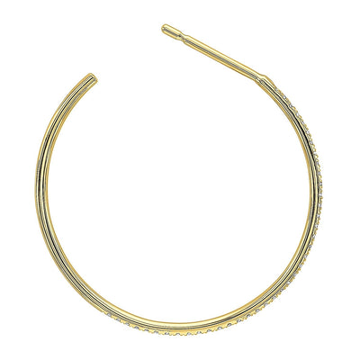 DIAMOND JEWELRY - 14K Yellow Gold 1/8cttw Pave Diamond Hoop Earrings