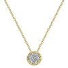DIAMOND JEWELRY - 14K Yellow Gold Diamond Cluster Necklace With Braided Halo