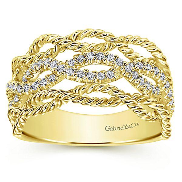 DIAMOND JEWELRY - 14K Yellow Gold Entwined Pave Diamond Ring