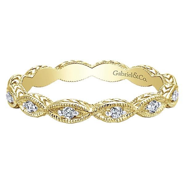 DIAMOND JEWELRY - 14K Yellow Gold Marquise Shaped Stackable Diamond Ring