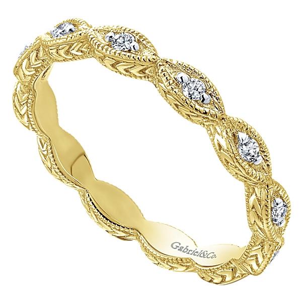 DIAMOND JEWELRY - 14K Yellow Gold Marquise Shaped Stackable Diamond Ring