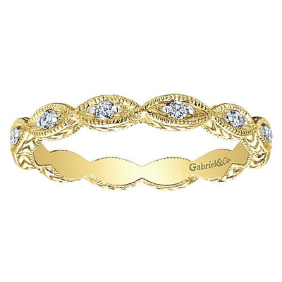 DIAMOND JEWELRY - 14K Yellow Gold Marquise Shaped Stackable Diamond Ring