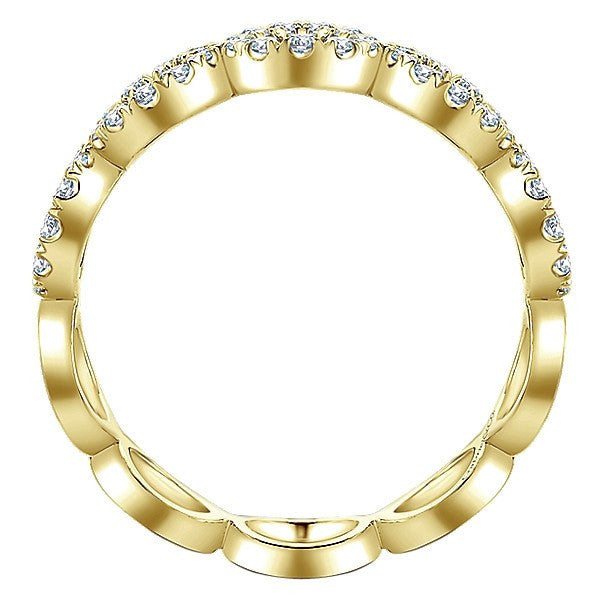 DIAMOND JEWELRY - 14K Yellow Gold Pave Diamond Circle Station Stackable Ring