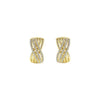 DIAMOND JEWELRY - 14K Yellow Gold Pave Diamond Crossover Huggie Earrings