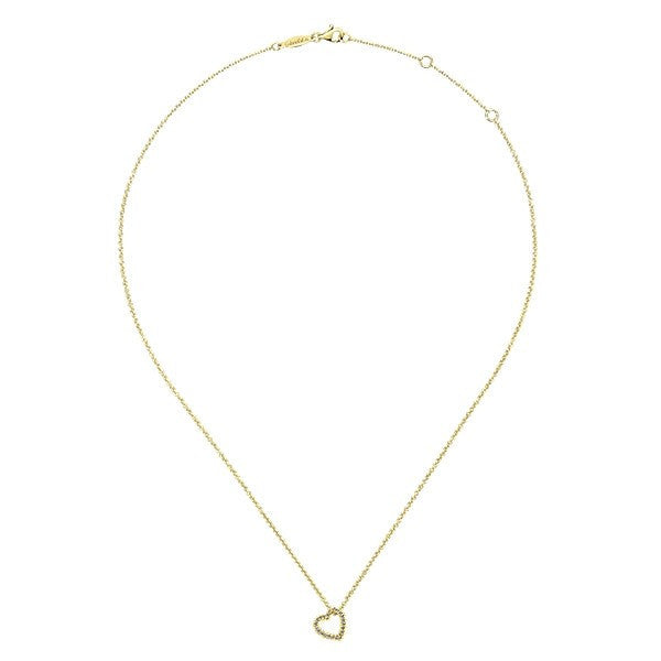 Pave Heart Diamond Necklace 14K Yellow Gold