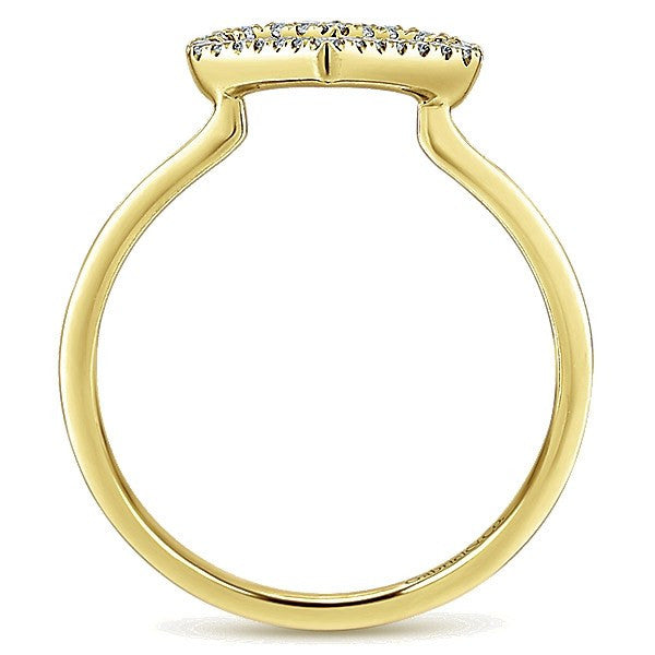 DIAMOND JEWELRY - 14K Yellow Gold Pave Diamond Heart Stackable Ring