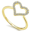 DIAMOND JEWELRY - 14K Yellow Gold Pave Diamond Heart Stackable Ring