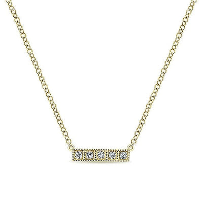 DIAMOND JEWELRY - ﻿14K Yellow Gold Pave Diamond Petite Bar Necklace