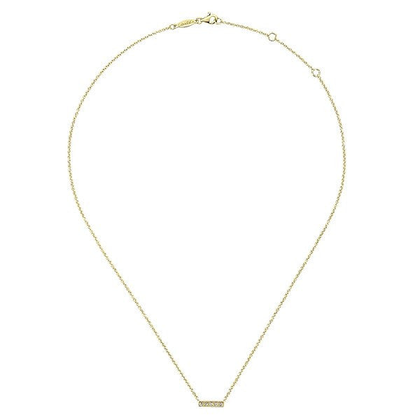 DIAMOND JEWELRY - ﻿14K Yellow Gold Pave Diamond Petite Bar Necklace