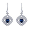 DIAMOND JEWELRY - Blue Sapphire And 1/4cttw Diamond Vintage Style Drop Earrings