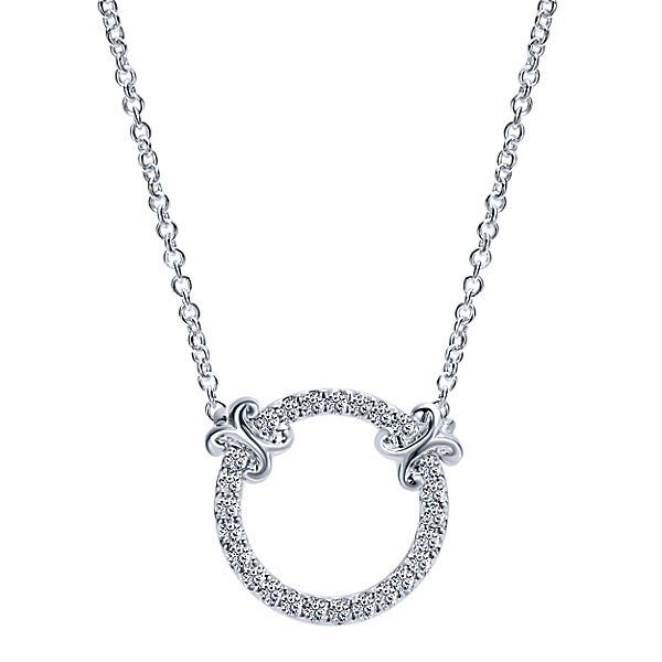 DIAMOND JEWELRY - Circle Diamond Necklace With Ornate Accents