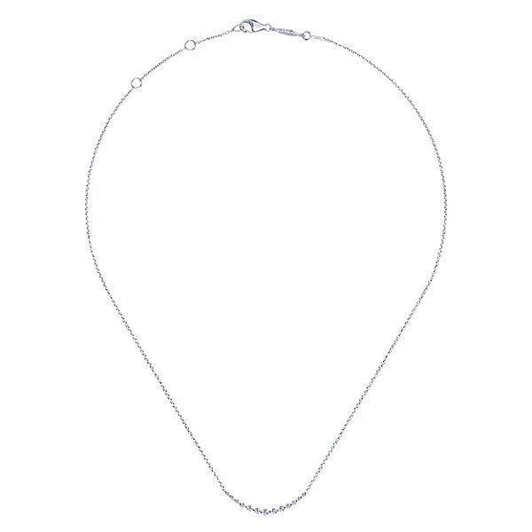 DIAMOND JEWELRY - Curved Common Prong Graduated Bar Diamond Necklace