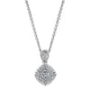 DIAMOND JEWELRY - Cushion Shape Diamond Cluster Necklace With Diamond Bale